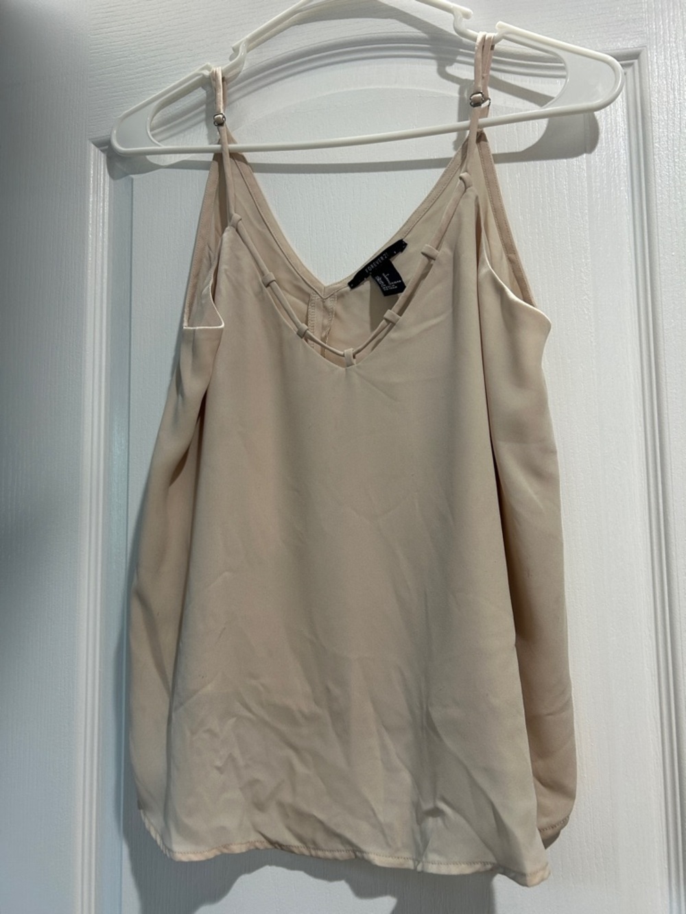 Light Beige Strappy V-Neck Cami Top
